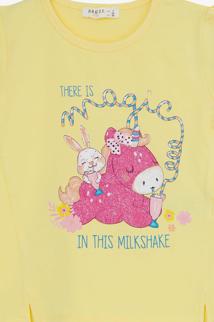 BRE Breeze Girl Capri Leggings Set with Unicorn Print 1.5-5 Years, Yellow - Mons