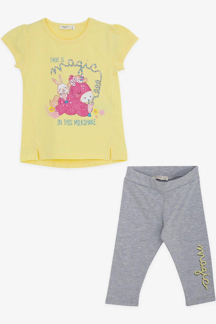 BRE Breeze Girl Capri Leggings Set with Unicorn Print 1.5-5 Years, Yellow - Mons