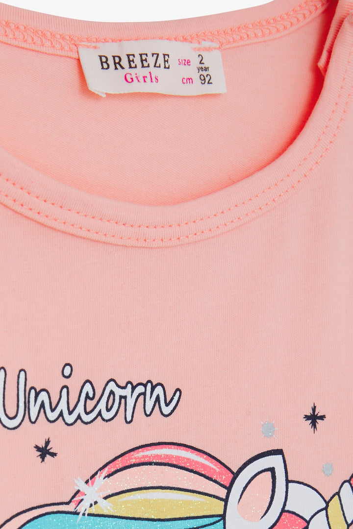 BRE Breeze Girl Child Capri Leggings Set Unicorn 2-6 Years, Salmon - El Centro