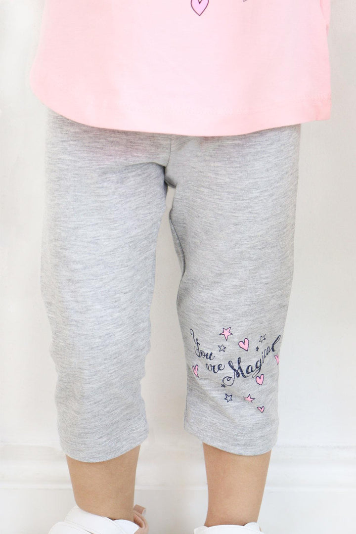 BRE Breeze Girl Child Capri Leggings Set with Unicorn Print, 1.5-5 Years, Pink - Sandy