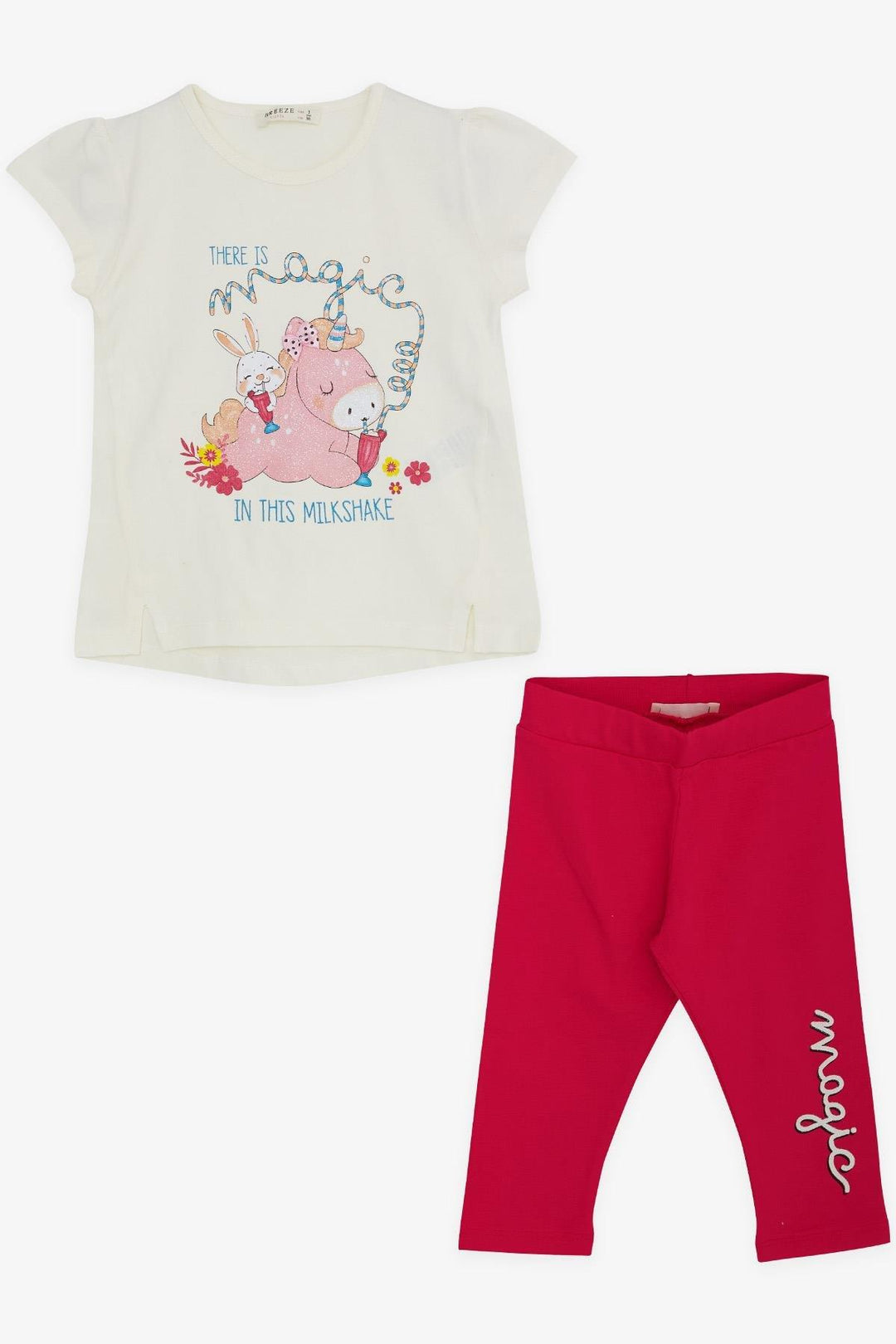 BRE Breeze Girl Child Capri Leggings Set with Unicorn Print 1.5-5 Years, Beige - Kavála