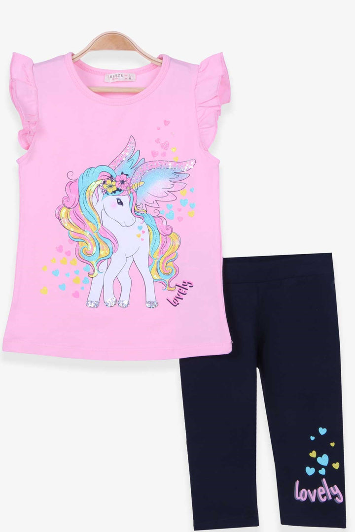 BRE Breeze Girl Child Capri Leggings Set with Unicorn Print 2-6 Years, Powder - Spoleto
