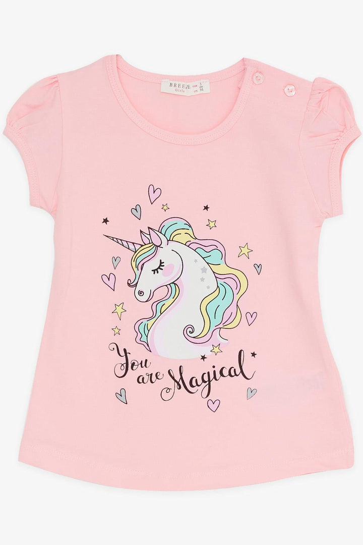 BRE Breeze Girl Child Capri Leggings Set with Unicorn Print, 1.5-5 Years, Pink - Sandy