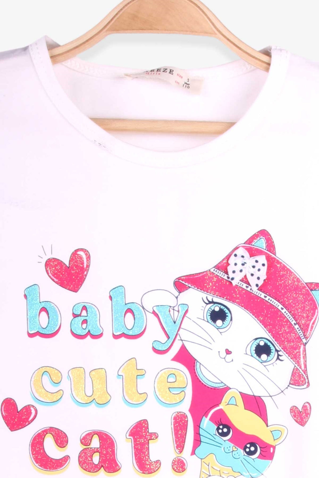 BRE Breeze Girl Child Leggings Set with Cute Kitten Print, 1.5-5 Years, Beige - Tamarac