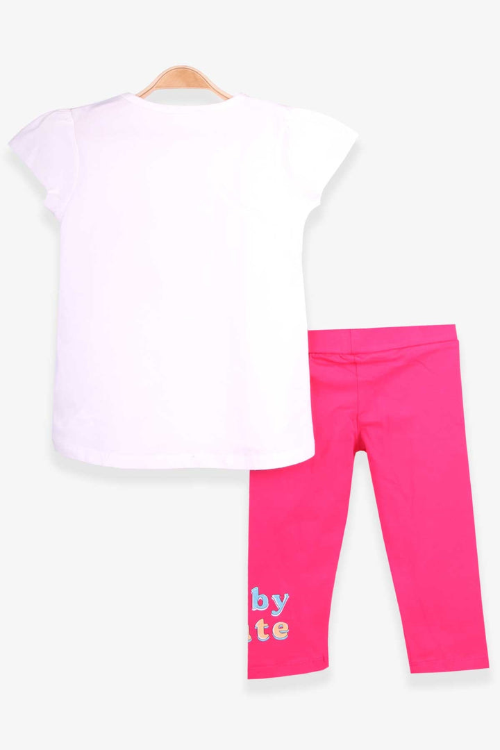 BRE Breeze Girl Child Leggings Set with Cute Kitten Print, 1.5-5 Years, Beige - Tamarac