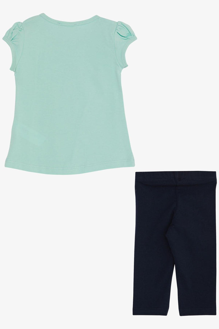 BRE Breeze Girl Child Capri Leggings Set Summer Themed Cupcake Printed 1.5-5 Years, Aqua Green - Turda
