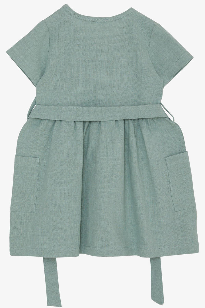 BRE Breeze Girl's Linen Dress with Buttons on the Sides Pockets 1.5-5 Years, Mint Green - Toretsk