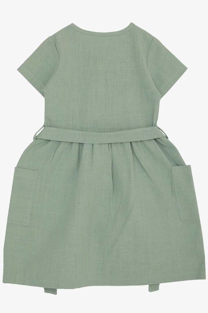 BRE Breeze Girl's Linen Dress with Buttons on the Sides Pockets, 62 Years, Mint Green - Zapopan