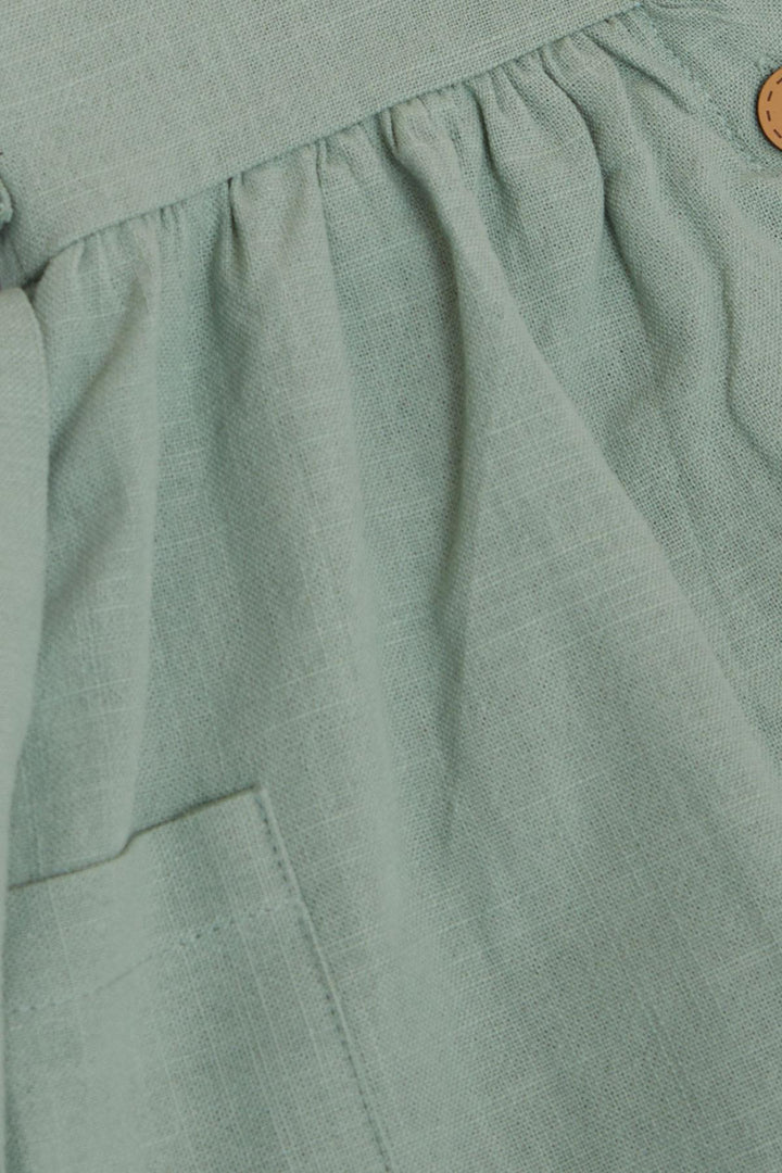 BRE Breeze Girl's Linen Dress with Buttons on the Sides Pockets, 62 Years, Mint Green - Zapopan