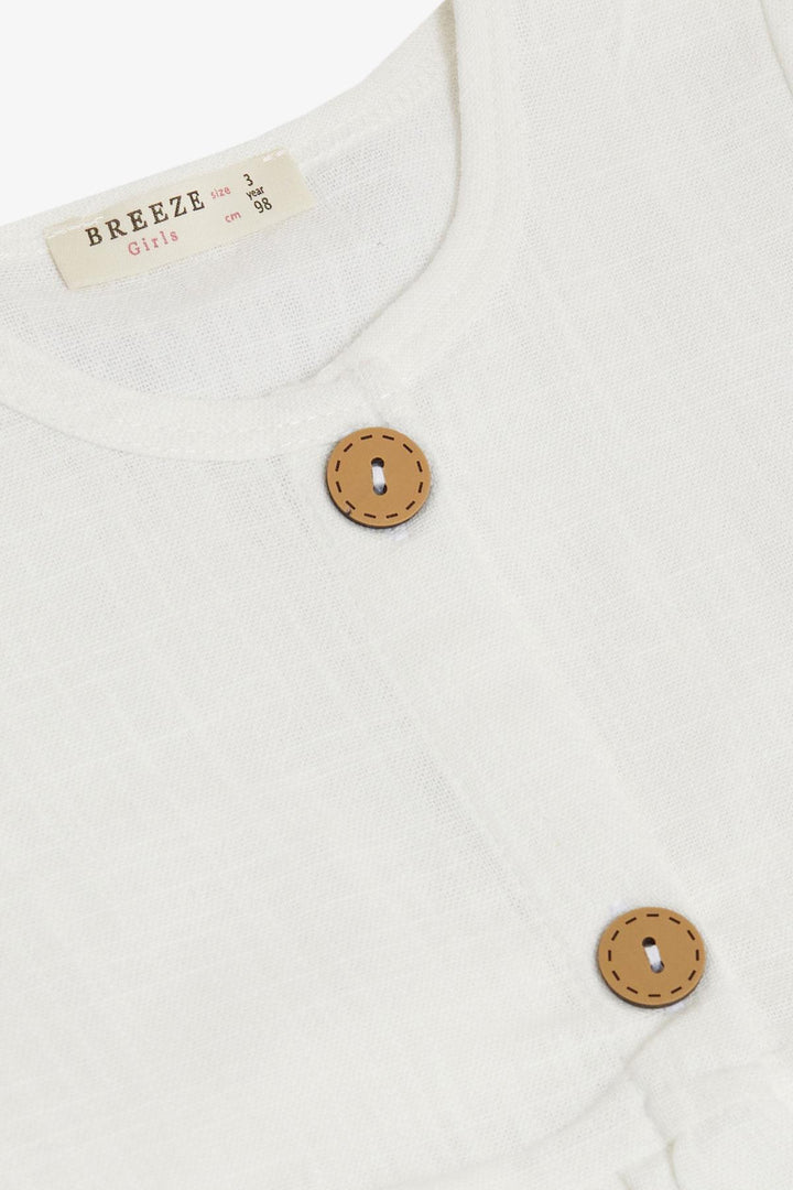 BRE Breeze Girl's Linen Dress with Buttons on the Sides Pockets 1.5-5 Years, Ecru - Bayonne
