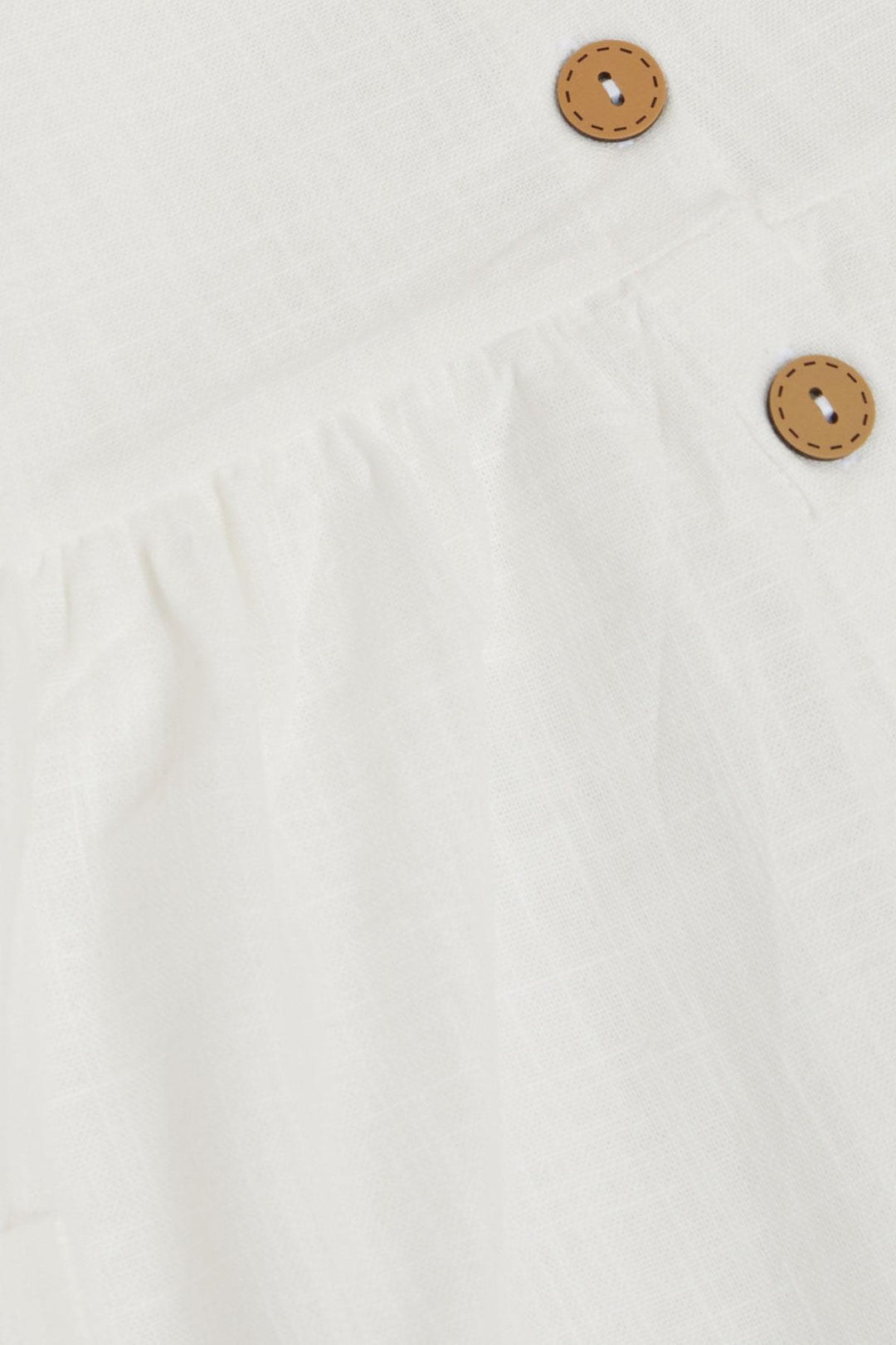 BRE Breeze Girl's Linen Dress with Buttons on the Sides Pockets, 62 Years, Ecru - Sankt Gallen