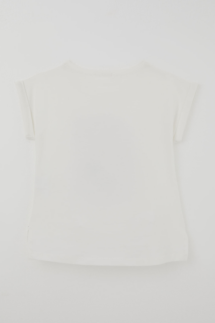 BRE Breeze Kız Çocuk Kısa Kollu Tişört Doğa Temalı Kız Figürlü 106 Yaş , Ekru - Sassari