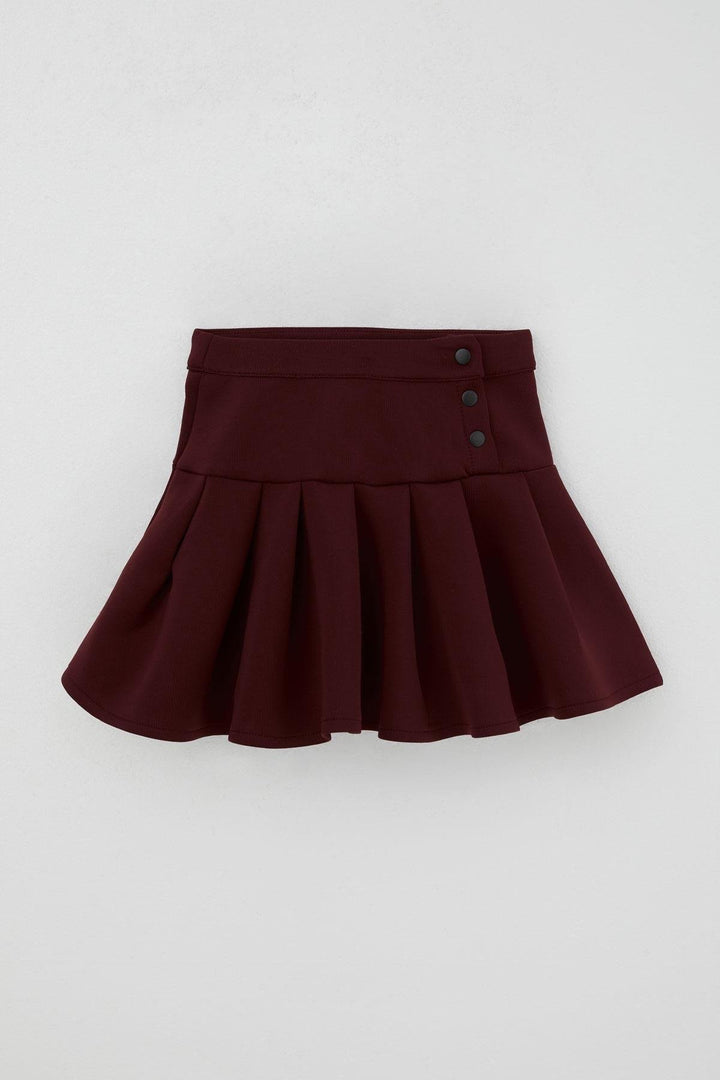BRE Breeze Girl Child Mini Skirt with Pleated Snap Detail, 72 Years, Burgundy - El Plan