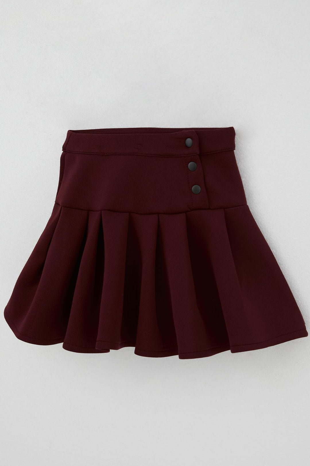 BRE Breeze Girl Child Mini Skirt with Pleated Snap Detail, 72 Years, Burgundy - El Plan