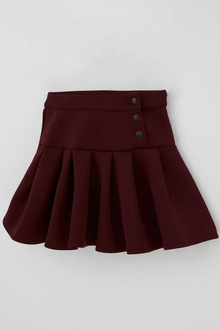 BRE Breeze Girl Child Mini Skirt with Pleated Snap Detail, 72 Years, Burgundy - El Plan