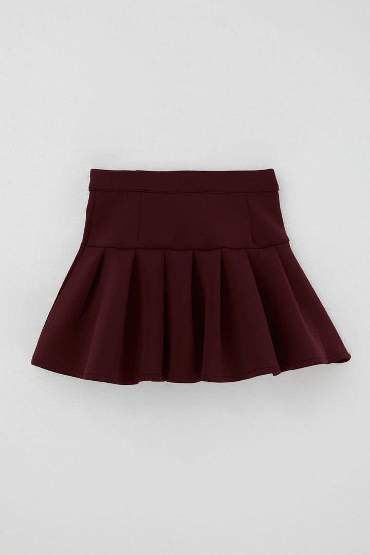 BRE Breeze Girl Child Mini Skirt with Pleated Snap Detail, 72 Years, Burgundy - El Plan