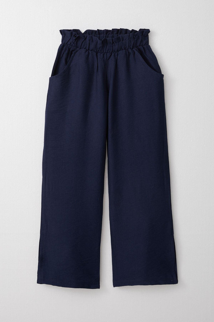 BRE Breeze Girl's Pants with Elastic Waist and Side Slits, 84 Years, Navy Blue - Moline