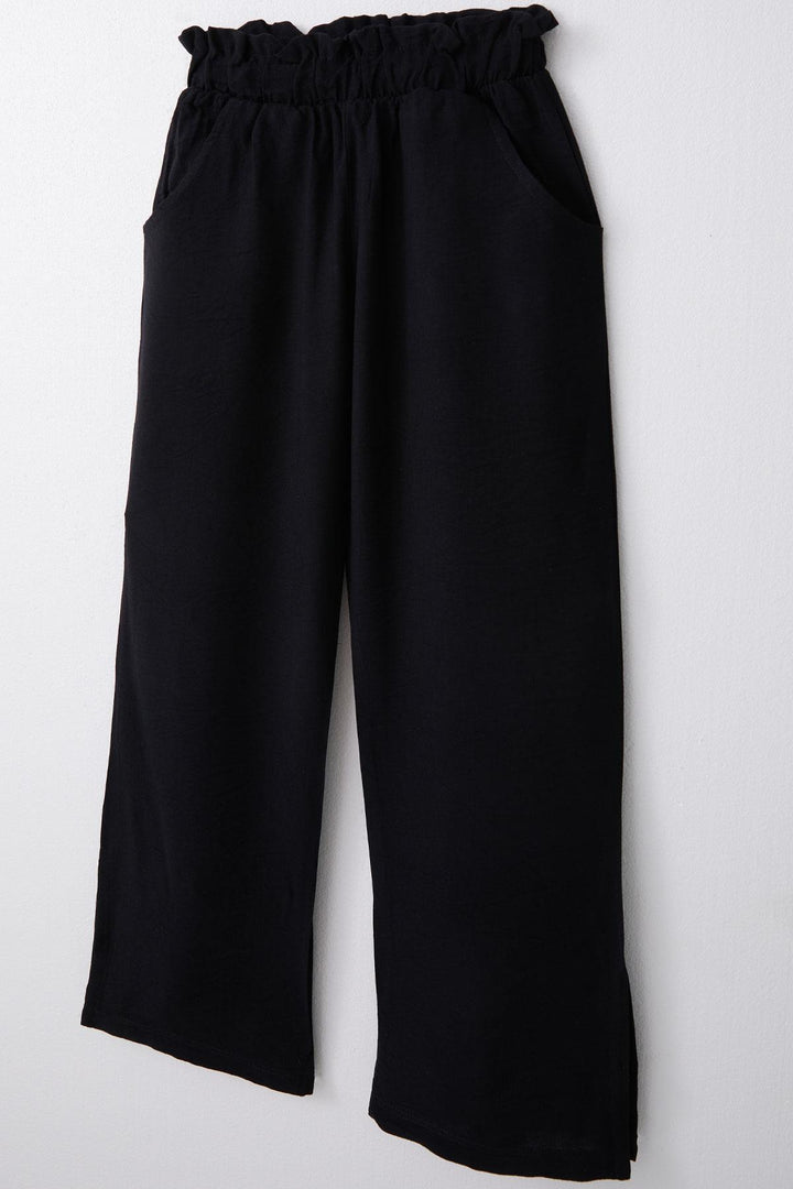 BRE Breeze Girl's Pants with Elastic Waist and Side Slits, 84 Years, Black - Sherbrooke