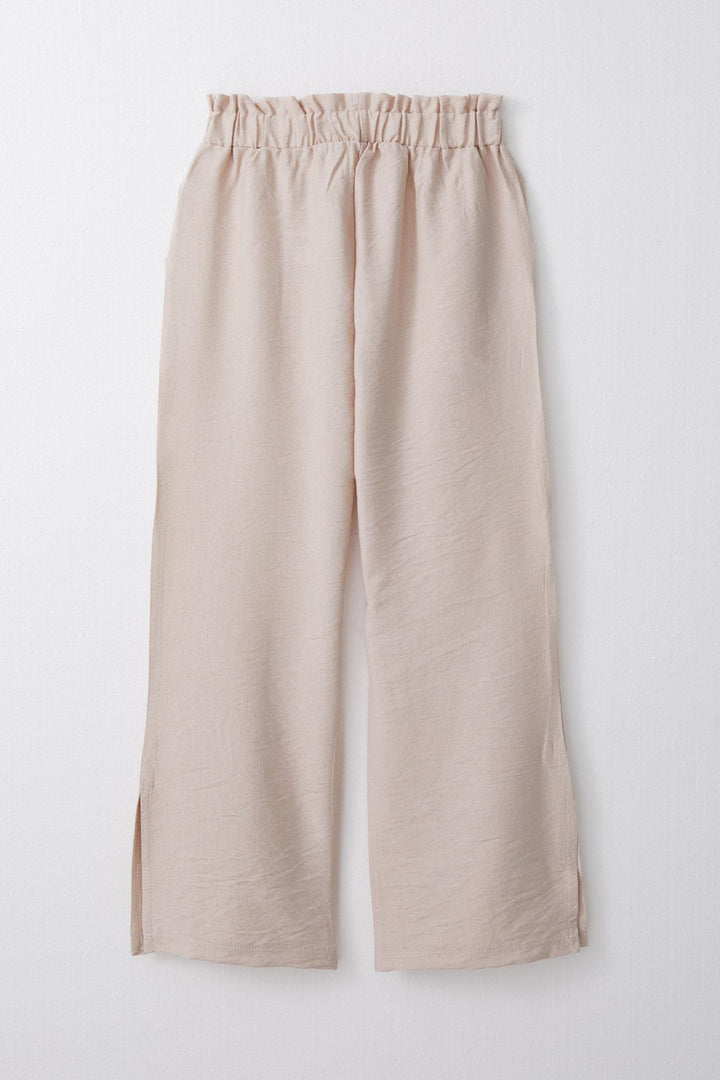 BRE Breeze Girl's Pants with Elastic Waist and Side Slits, 84 Years, Beige - Amadora