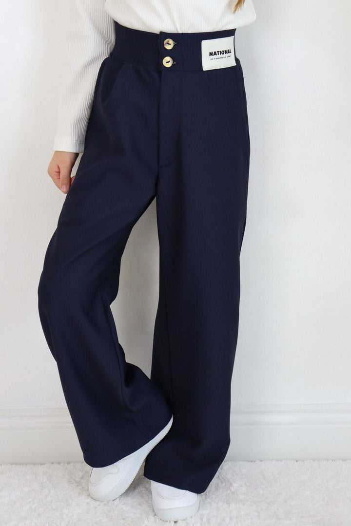 BRE Breeze Girl's Pants with Button and Zipper, 64 Years, Navy Blue - Salt Lake City