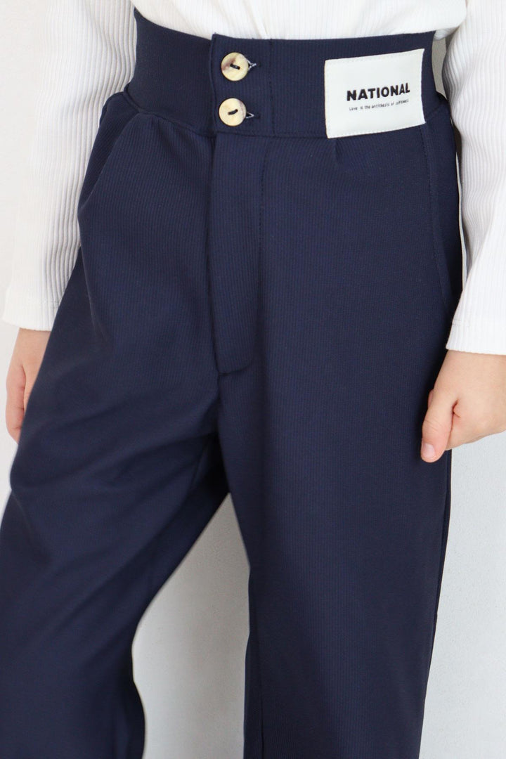 BRE Breeze Girl's Pants with Button and Zipper, 64 Years, Navy Blue - Salt Lake City