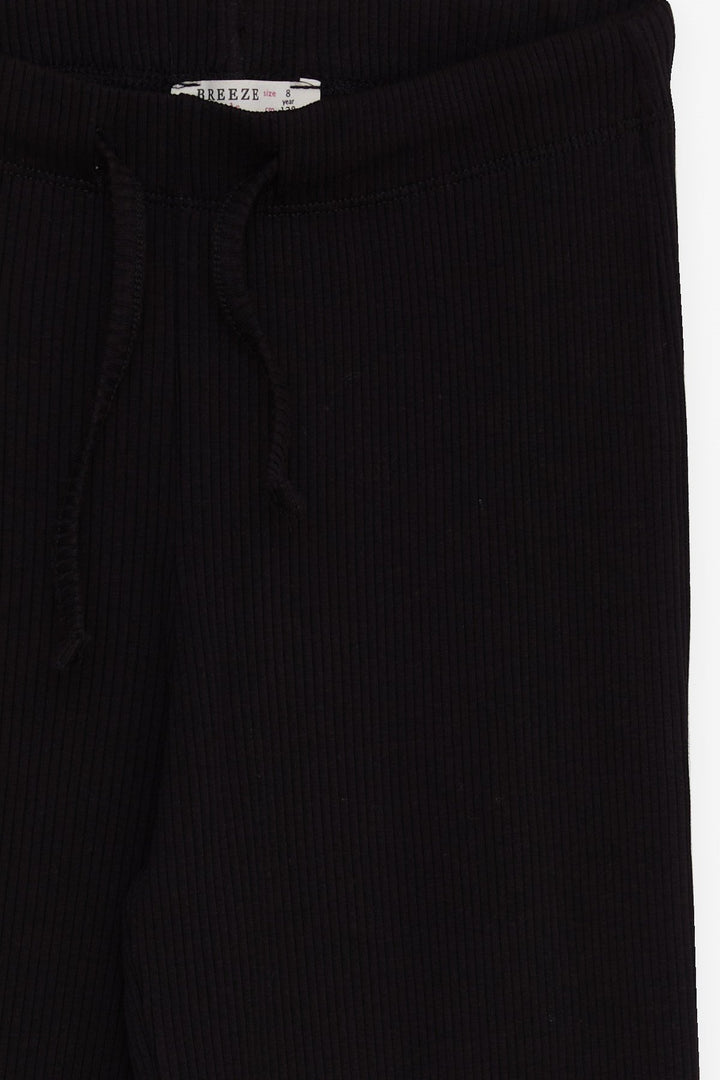 BRE Breeze Girl's Pants with Suspenders Ribbed 84 Years, Black - Faenza