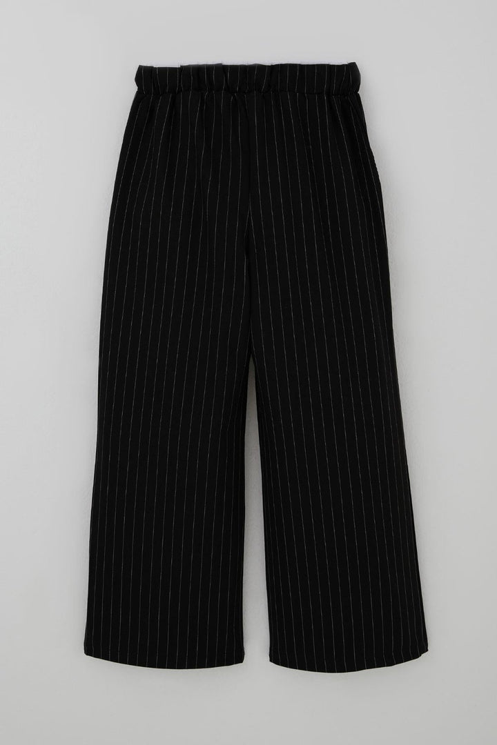 BRE Breeze Kız Çocuk Pantolon Pinstripe Çizgili Çift Bel Detaylı 84 Yaş, Siyah - Apple Valley