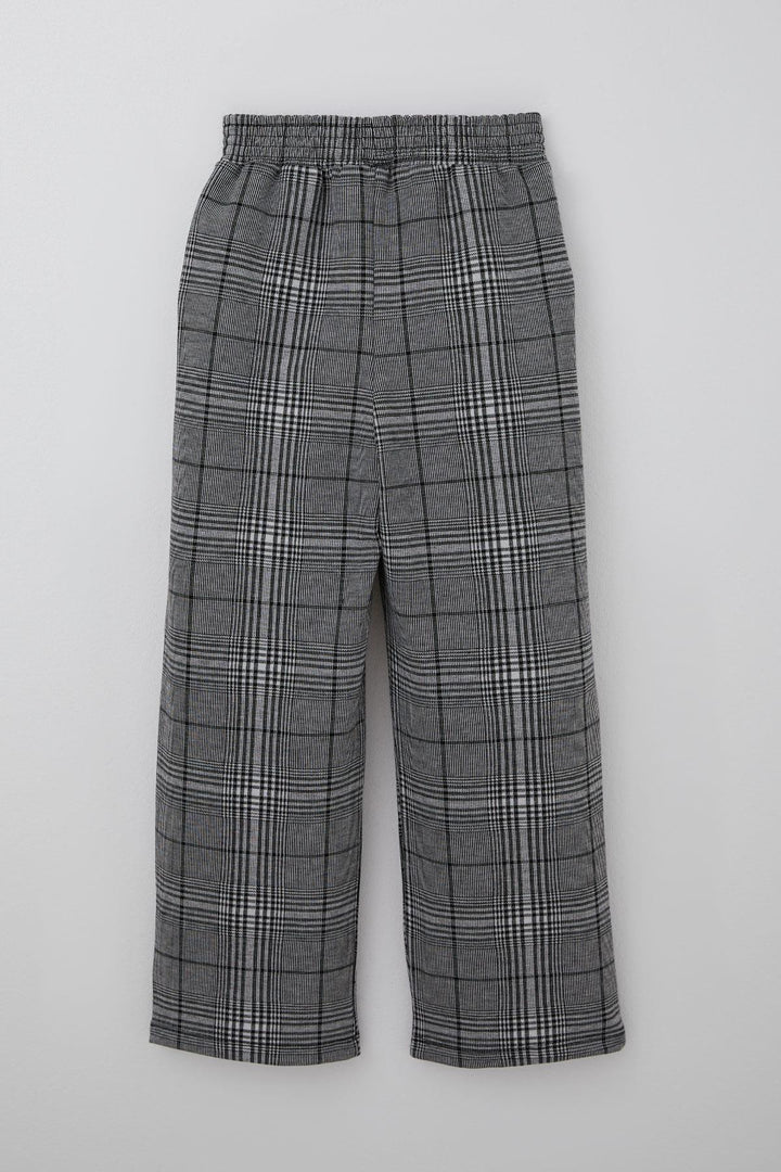 BRE Breeze Girl Child Set with Pants Blouse Finger Detailed Pants Plaid Patterned 84 Years, Ecru - Lowell