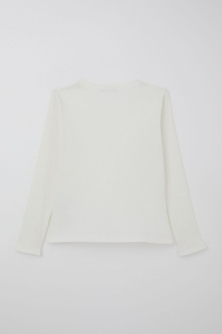 BRE Breeze Girl Child Set with Pants Blouse Finger Detailed Pants Plaid Patterned 84 Years, Ecru - Lowell