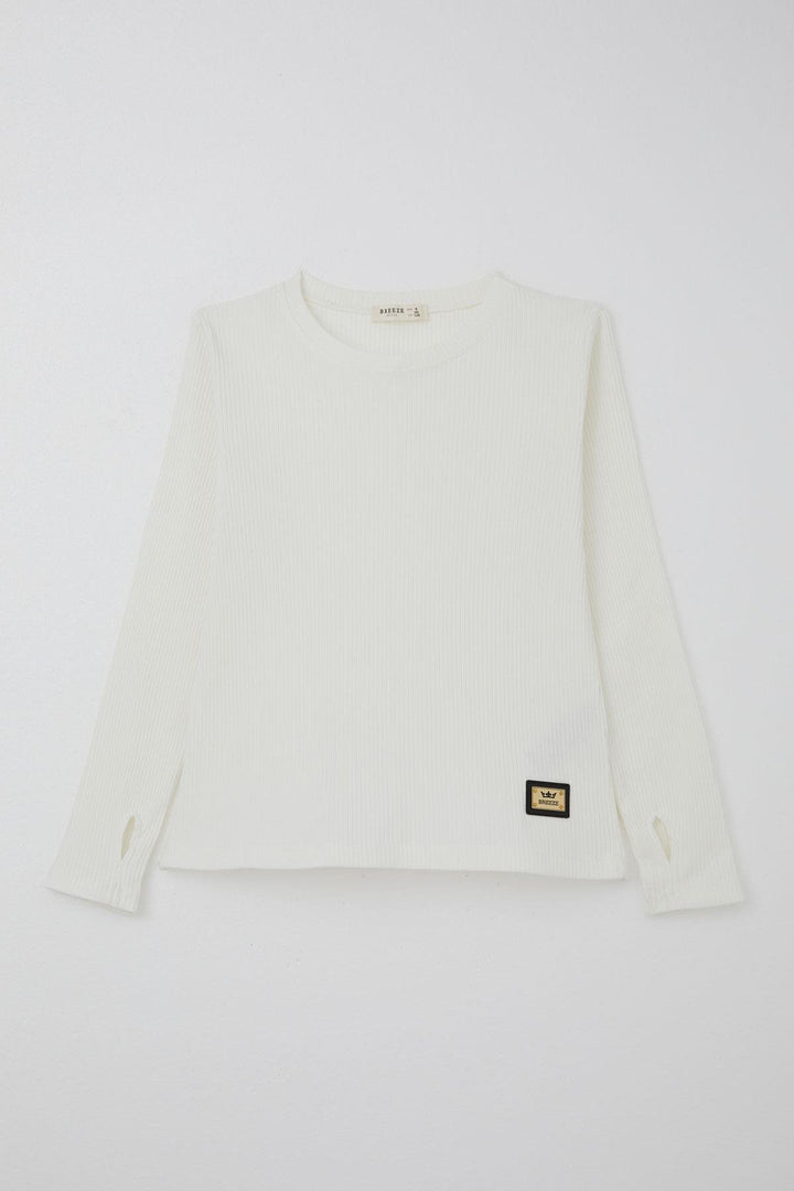 BRE Breeze Girl Child Set with Pants Blouse Finger Detailed Pants Plaid Patterned 84 Years, Ecru - Lowell