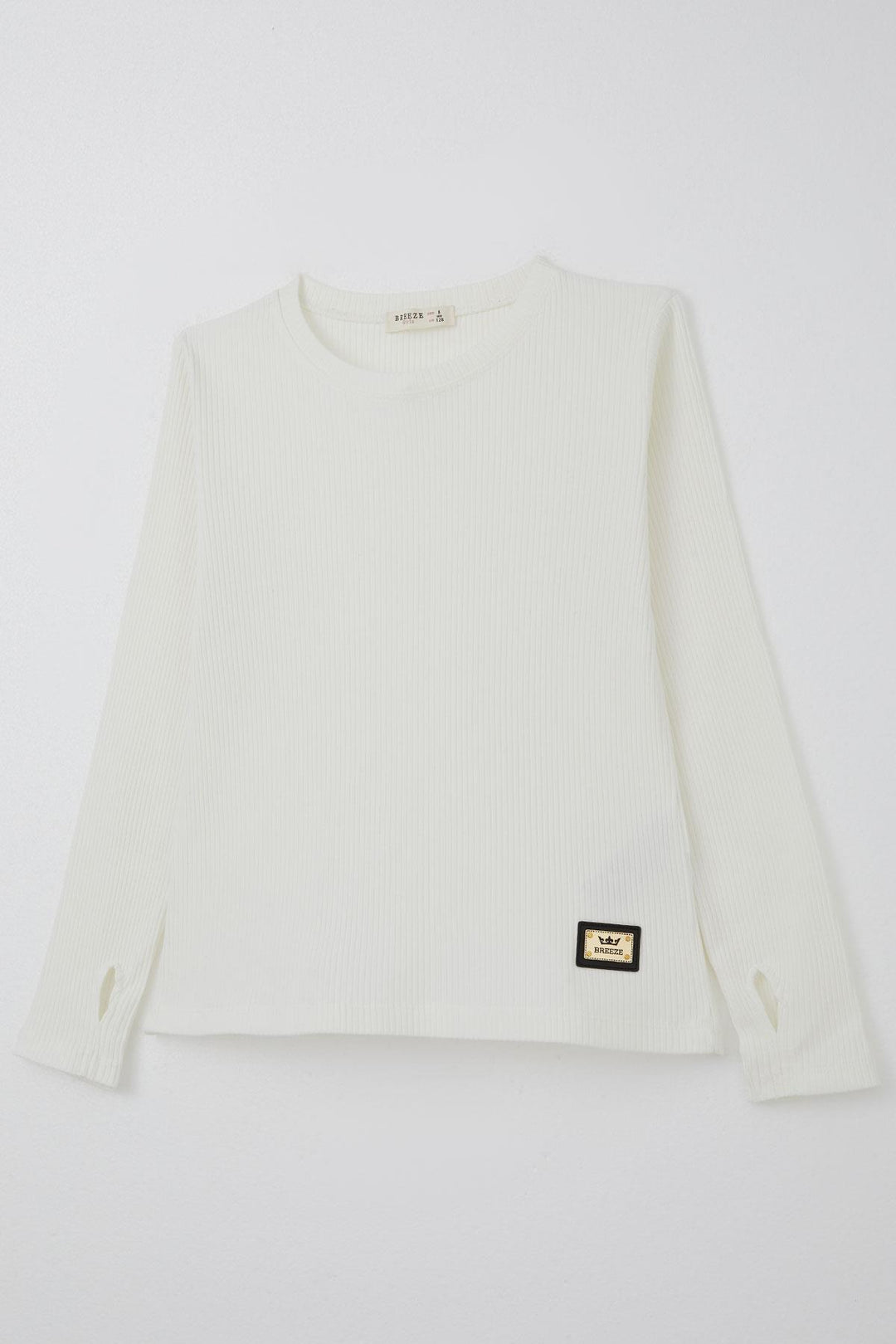 BRE Breeze Girl Child Set with Pants Blouse Finger Detailed Pants Plaid Patterned 84 Years, Ecru - Lowell