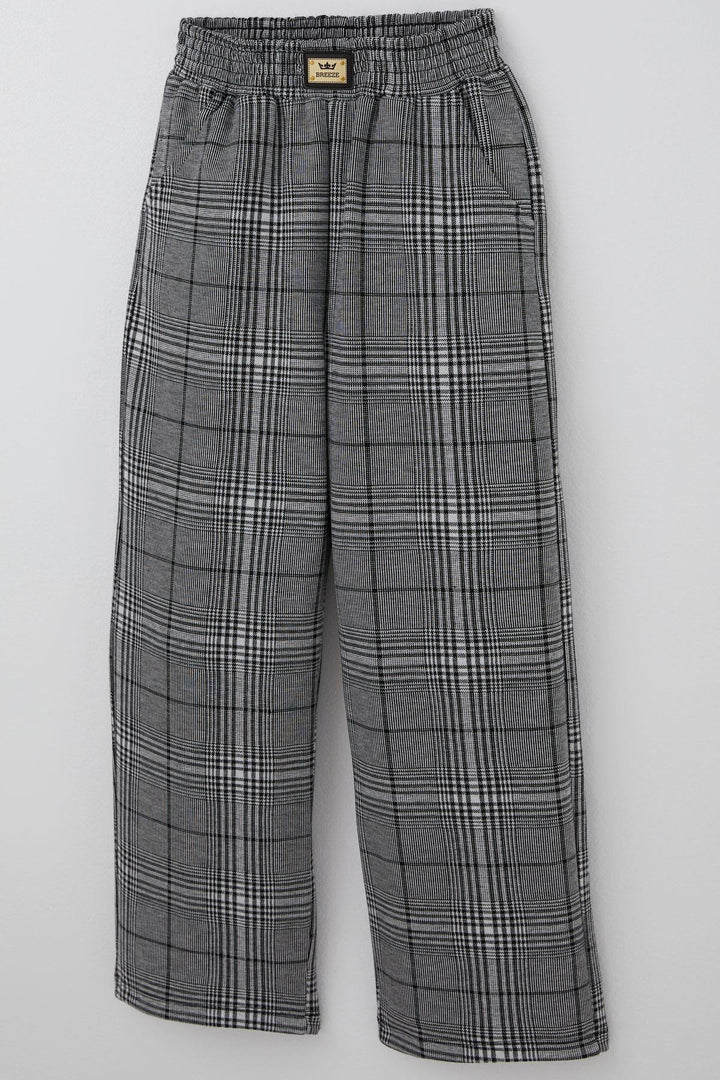 BRE Breeze Girl Child Set with Pants Blouse Finger Detailed Pants Plaid Patterned 84 Years, Ecru - Lowell