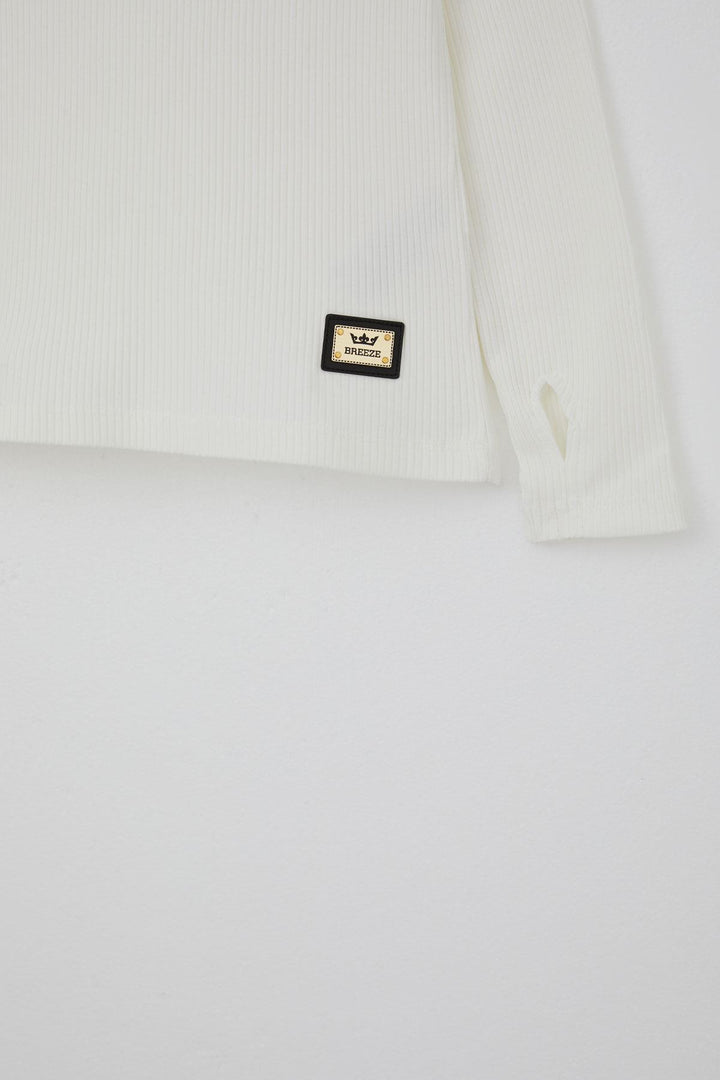 BRE Breeze Girl Child Set with Pants Blouse Finger Detailed Pants Plaid Patterned 84 Years, Ecru - Lowell