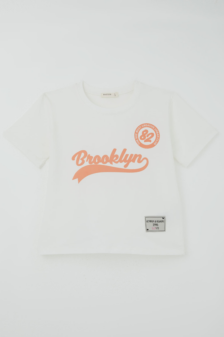 BRE Breeze Kız Çocuk Pantolonlu Takım Brooklyn Yazı Baskılı Bağcıklı 84 Yaş, Ekru - Hildesheim