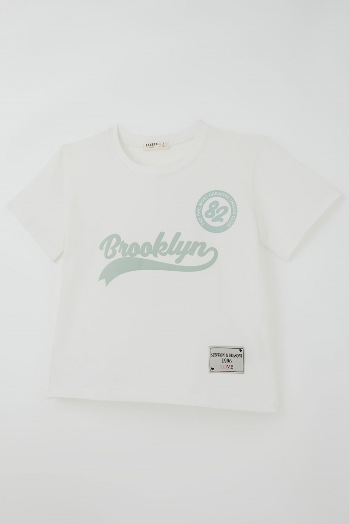 BRE Breeze Kız Çocuk Pantolonlu Takım Brooklyn Yazı Baskılı Bağcıklı 84 Yaş , Ekru - Costa Mesa
