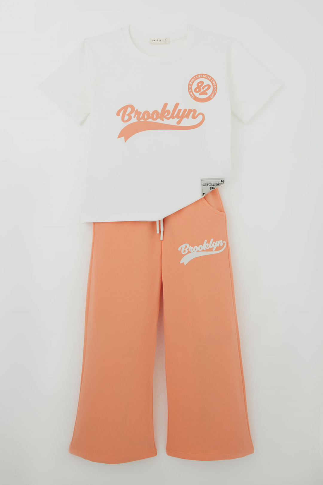 BRE Breeze Kız Çocuk Pantolonlu Takım Brooklyn Yazı Baskılı Bağcıklı 84 Yaş, Ekru - Hildesheim