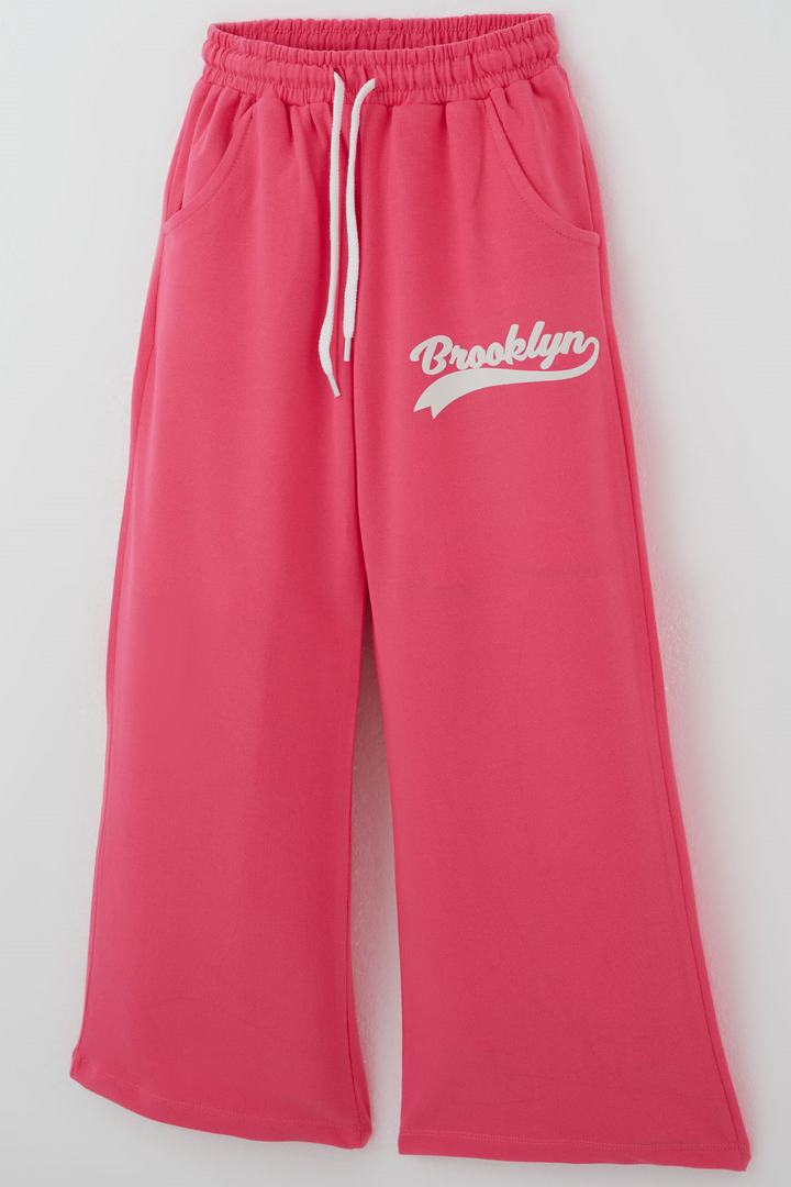 BRE Breeze Kız Çocuk Pantolonlu Takım Brooklyn Yazı Baskılı Bağcıklı 84 Yaş, Fuşya - Annapolis