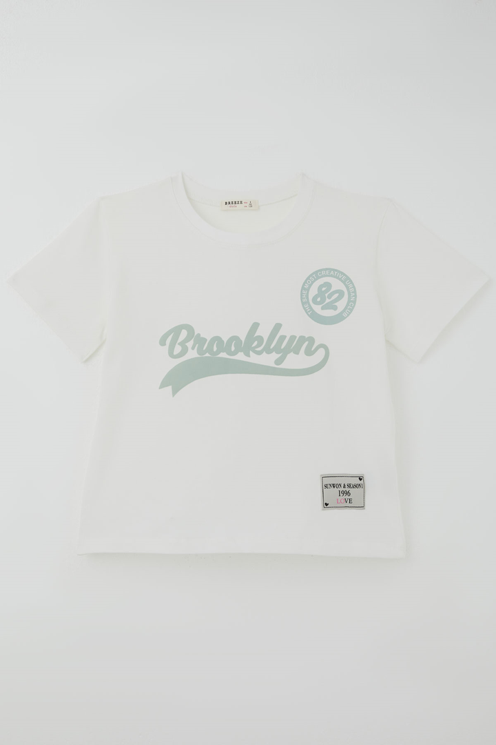 BRE Breeze Kız Çocuk Pantolonlu Takım Brooklyn Yazı Baskılı Bağcıklı 84 Yaş , Ekru - Costa Mesa