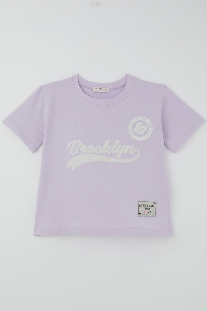 BRE Breeze Kız Çocuk Pantolonlu Takım Brooklyn Yazı Baskılı Bağcıklı 84 Yaş, Açık Lila - Paterno