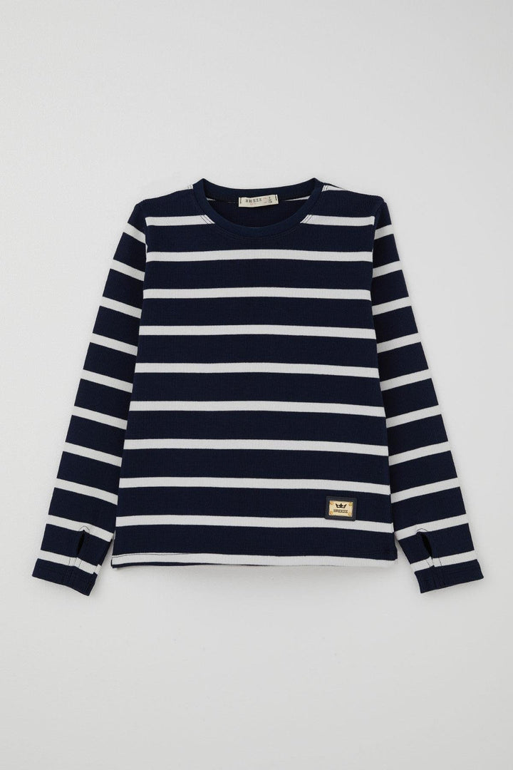 BRE Breeze Girl Child Set with Pants Finger Slit Arm Detail 84 Years, Navy Blue - Coram