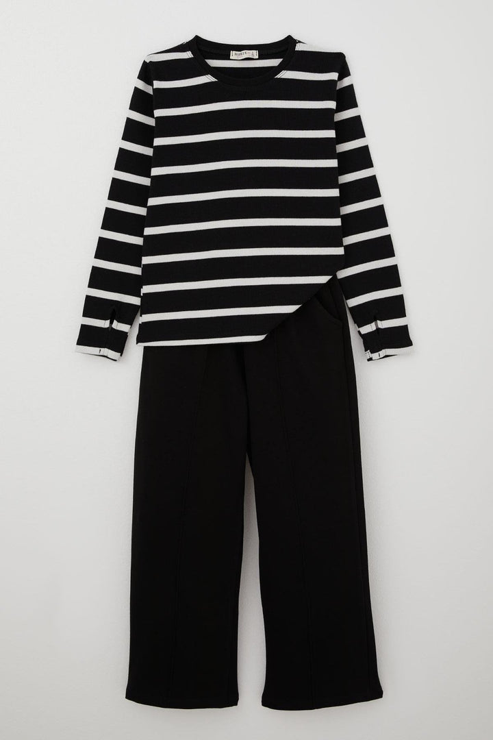 BRE Breeze Girl Child Tracksuit with Pants Finger Slit Arm Detail 84 Years, Black - Greenwood