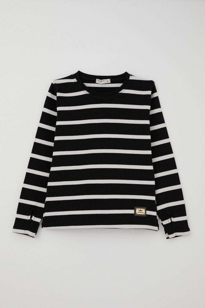 BRE Breeze Girl Child Tracksuit with Pants Finger Slit Arm Detail 84 Years, Black - Greenwood