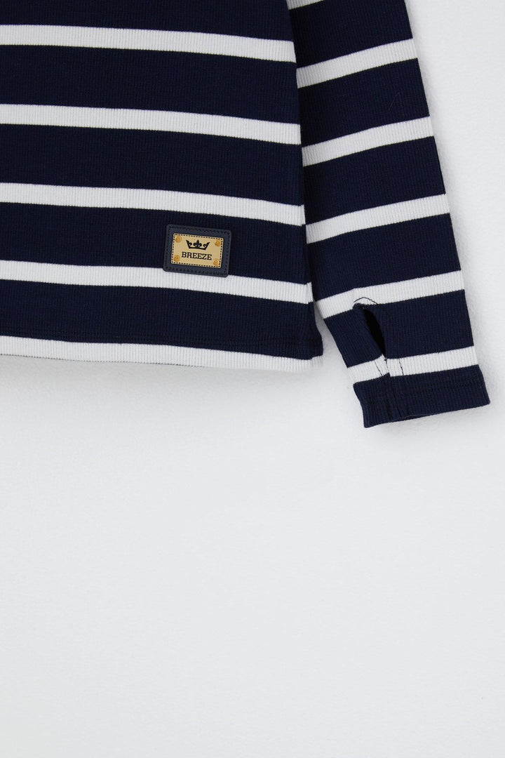 BRE Breeze Girl Child Set with Pants Finger Slit Arm Detail 84 Years, Navy Blue - Coram