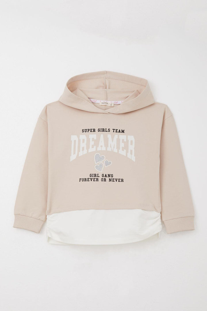 BRE Breeze Girl Child Tracksuit with Pants Printed Hooded 50 Years, Beige - Lake Havasu City