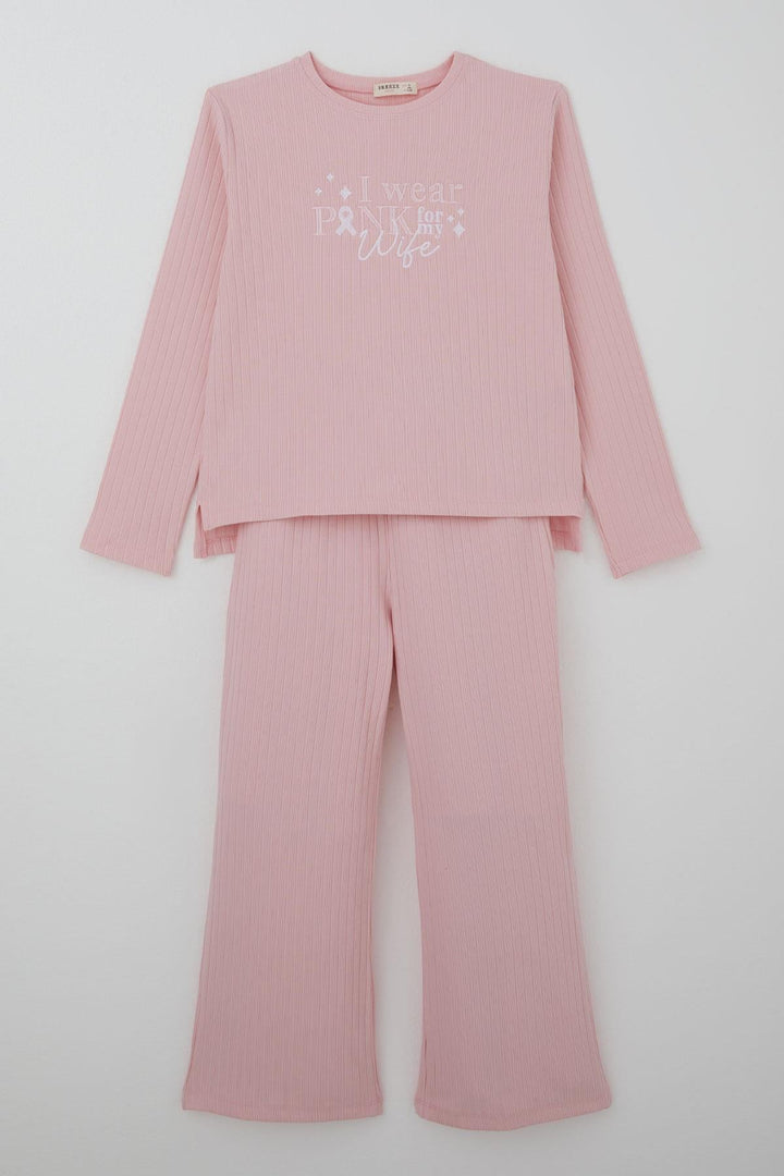 BRE Breeze Kız Çocuk Pantolonlu Takım Yazı Nakışlı Fiyonk Detaylı 4-8 Yaş, Pembe - Harrogate