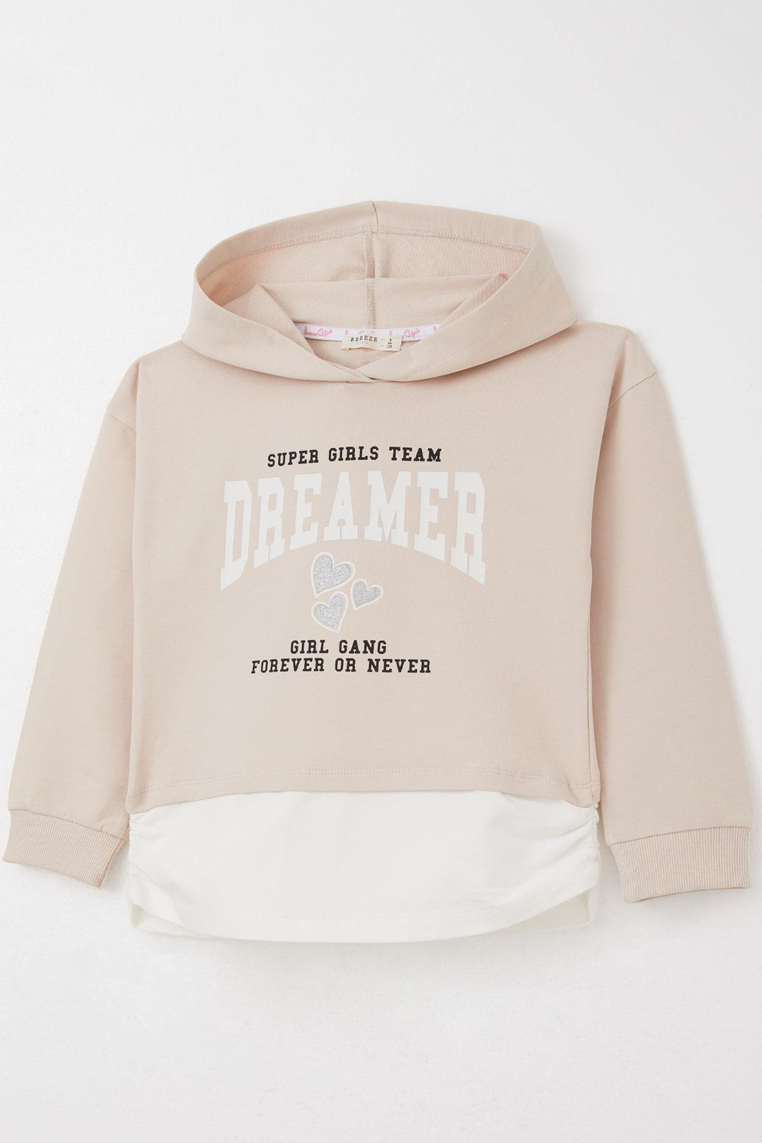 BRE Breeze Girl Child Tracksuit with Pants Printed Hooded 50 Years, Beige - Lake Havasu City