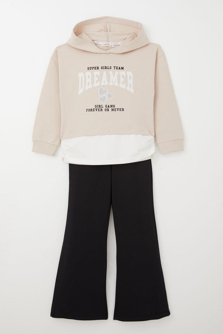BRE Breeze Girl Child Tracksuit with Pants Printed Hooded 50 Years, Beige - Lake Havasu City
