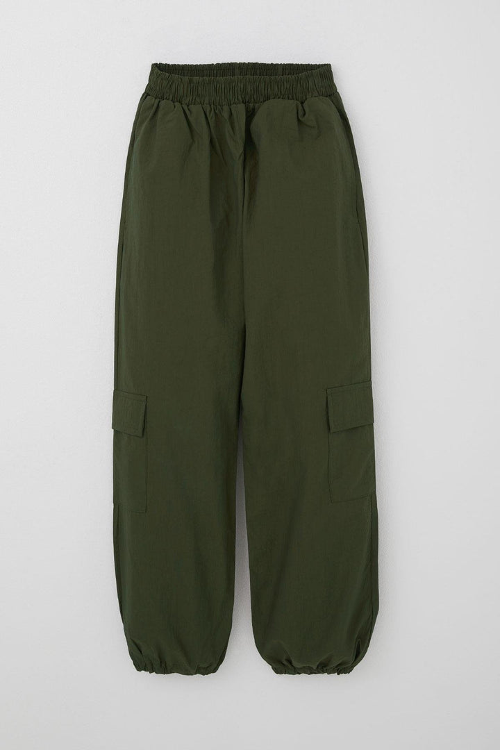 BRE Breeze Girls' Parachute Jogger Pants Cargo Pocket 72 Years, Khaki Green - San Benedetto del Tronto