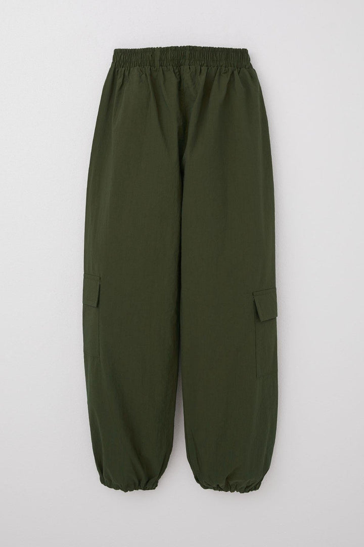 BRE Breeze Girls' Parachute Jogger Pants Cargo Pocket 72 Years, Khaki Green - San Benedetto del Tronto