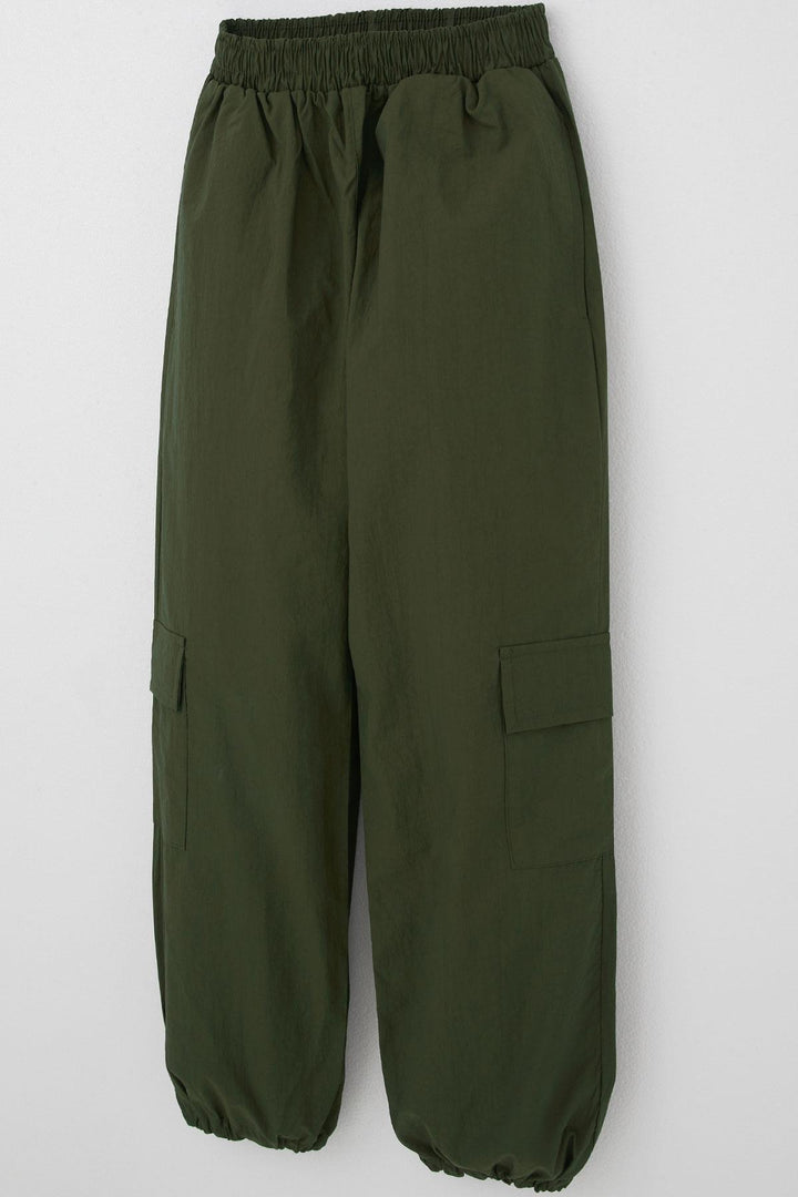 BRE Breeze Girls' Parachute Jogger Pants Cargo Pocket 72 Years, Khaki Green - San Benedetto del Tronto
